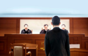 lawyer in courtroom